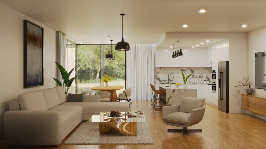 imagen salon cocina colores cálidos